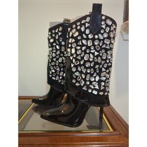Lauren Lorraine Hana Black High Heel Boot Size 8.5 NIB
